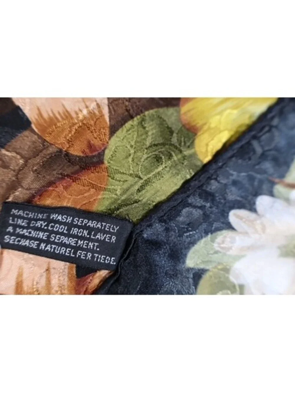 Set of Five Vintage Floral and Patterned Scarves: Silk, wool